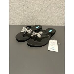 NWT Oka-B Black Sandals Women's Size 7 – Snake Print Bow Flip Flops